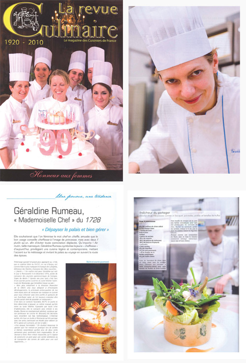 Géraldine Rumeau, Chef du 1728, dans la Revue Culinaire de Mars / Avril 2010